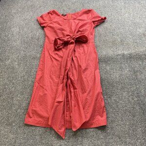 Talbots Dress Women 2P Coral Pink Bow Tie Fairy Cottagecore Romantic Coquette‎